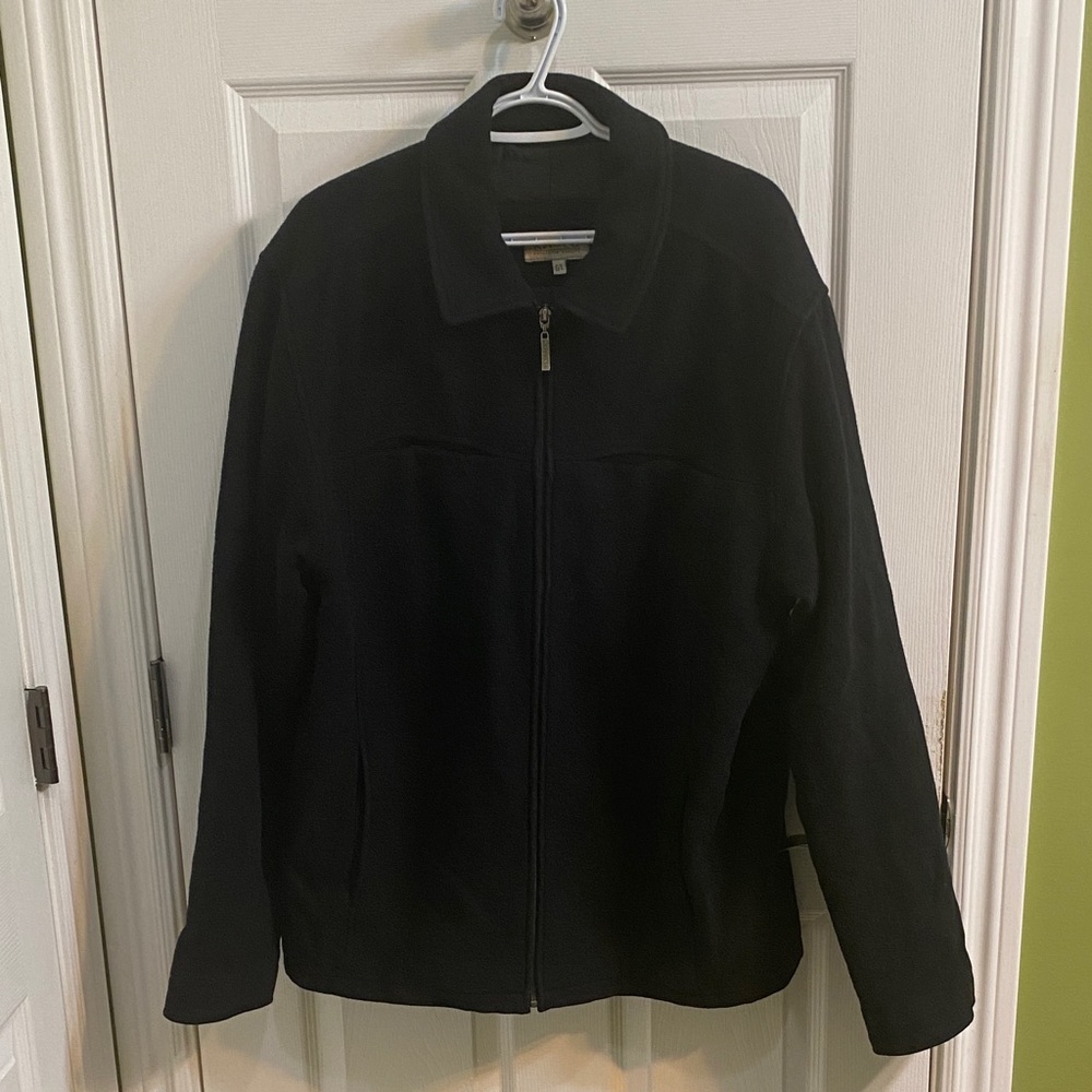 RW&CO Men’s Wool Blend Full Zip Black Jacket Coat Size Large Office Winter